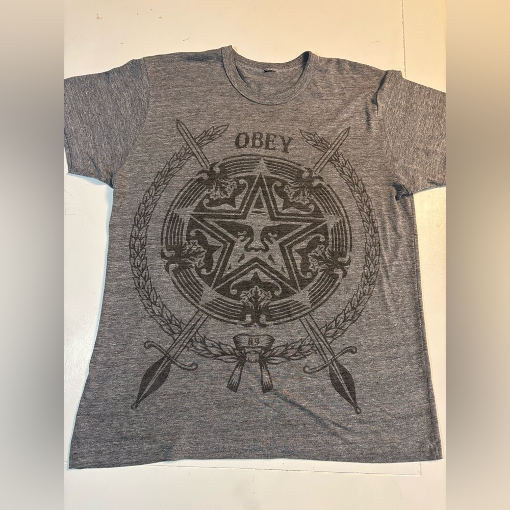 Obey Charcoal Heather Gray Graphic Tee T Shirt Unisex Andre the Giant VTG - Picture 3 of 10